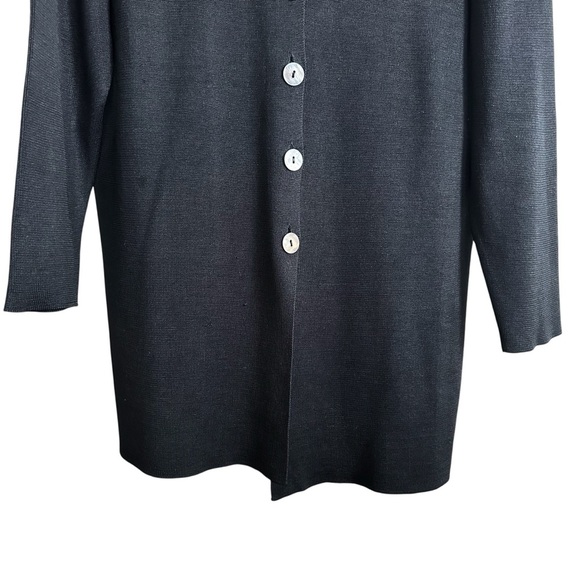 Vintage 90s Belford 100% Silk Black Longline Cardigan Sweater Minimalist Classic - Picture 7 of 16